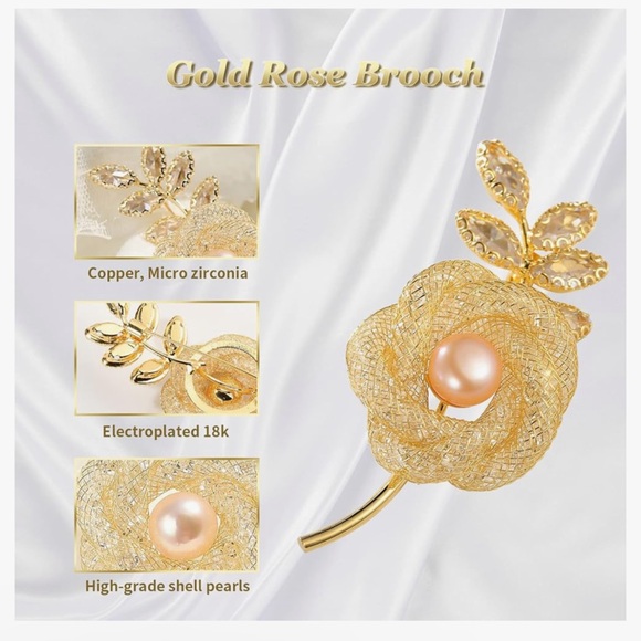 Rose Pin, Red Rose Flower Brooch Pin,Butterfly Brooch Pin,Painted Butterfly - Picture 2 of 5